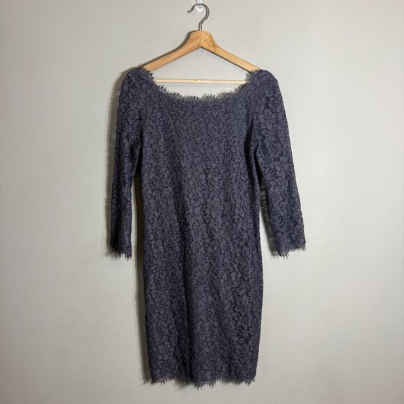 Diane Von Furstenberg DVF Zarita Lace Mini Dress Women's 8 Gray Cocktail Party - Picture 4 of 15